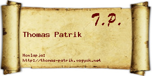 Thomas Patrik névjegykártya